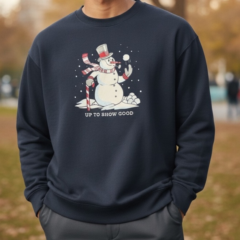 Old Navy Black Snowman Crewneck Sweater